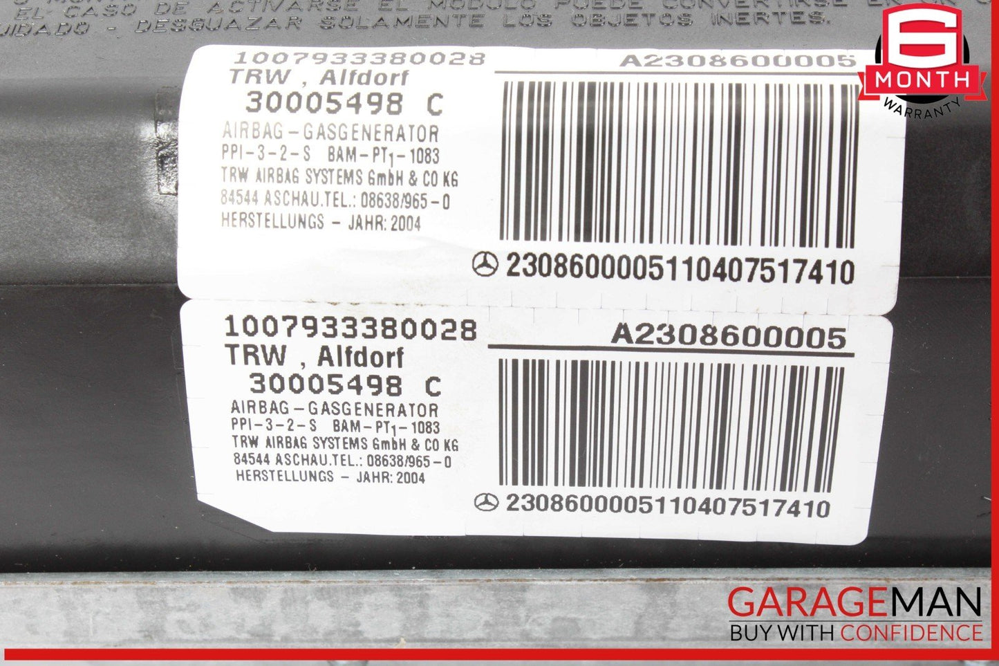 03-12 Mercedes R230 SL500 SL550 SL65 Front Right Side Dash Airbag Air Bag OEM