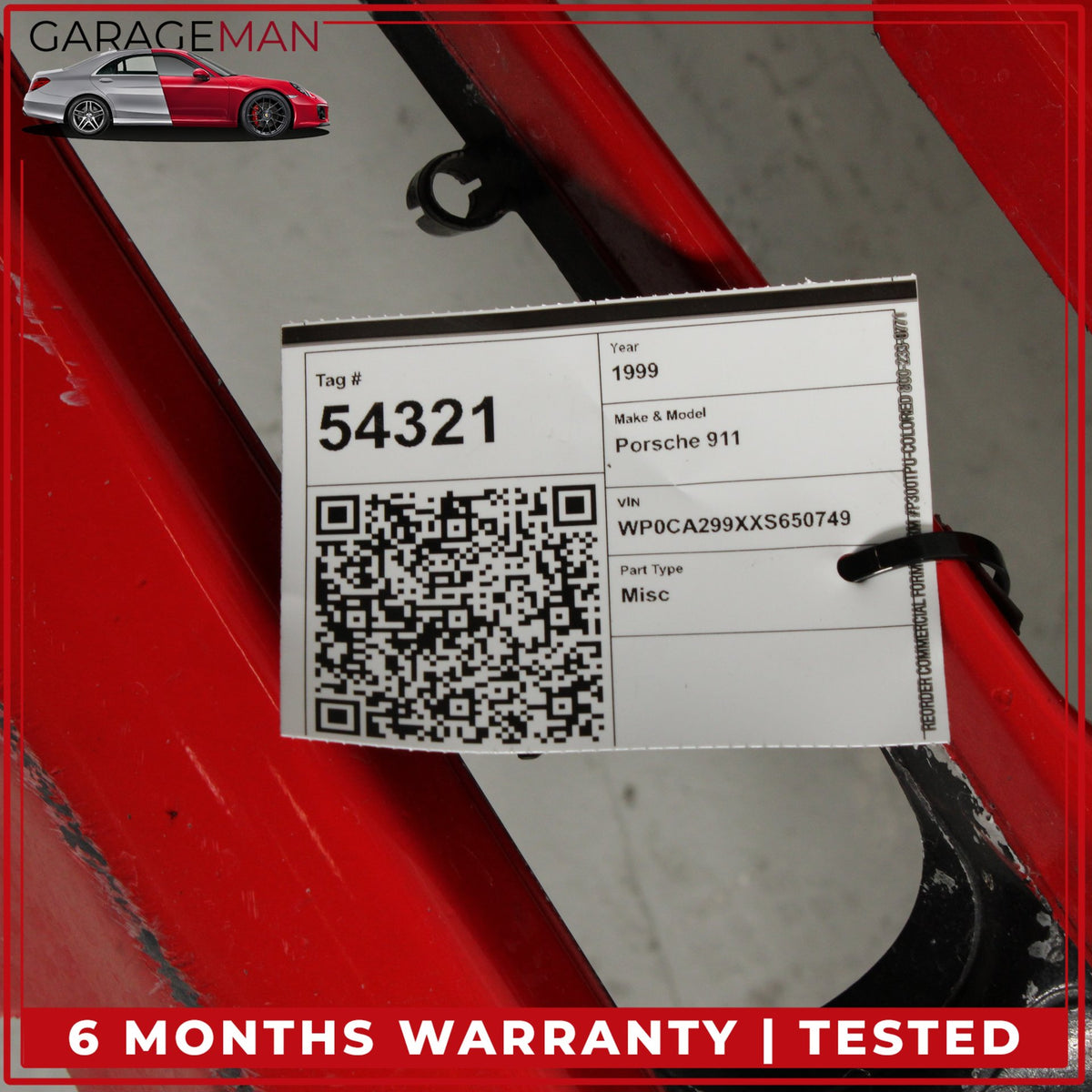 1999-2001 Porsche 911 996 Convertible Front Bumper Cover Red 99650511102 OEM