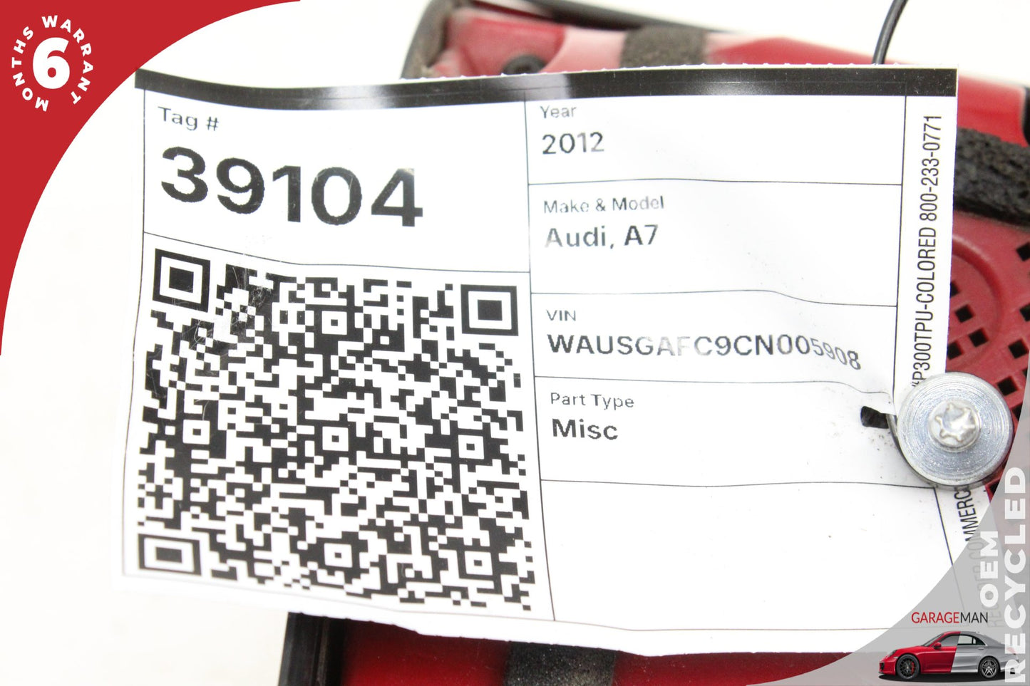 2012-2015 Audi A7 S7 Rear Left Side Inner Tail Light Lamp LED 4G8945093A OEM