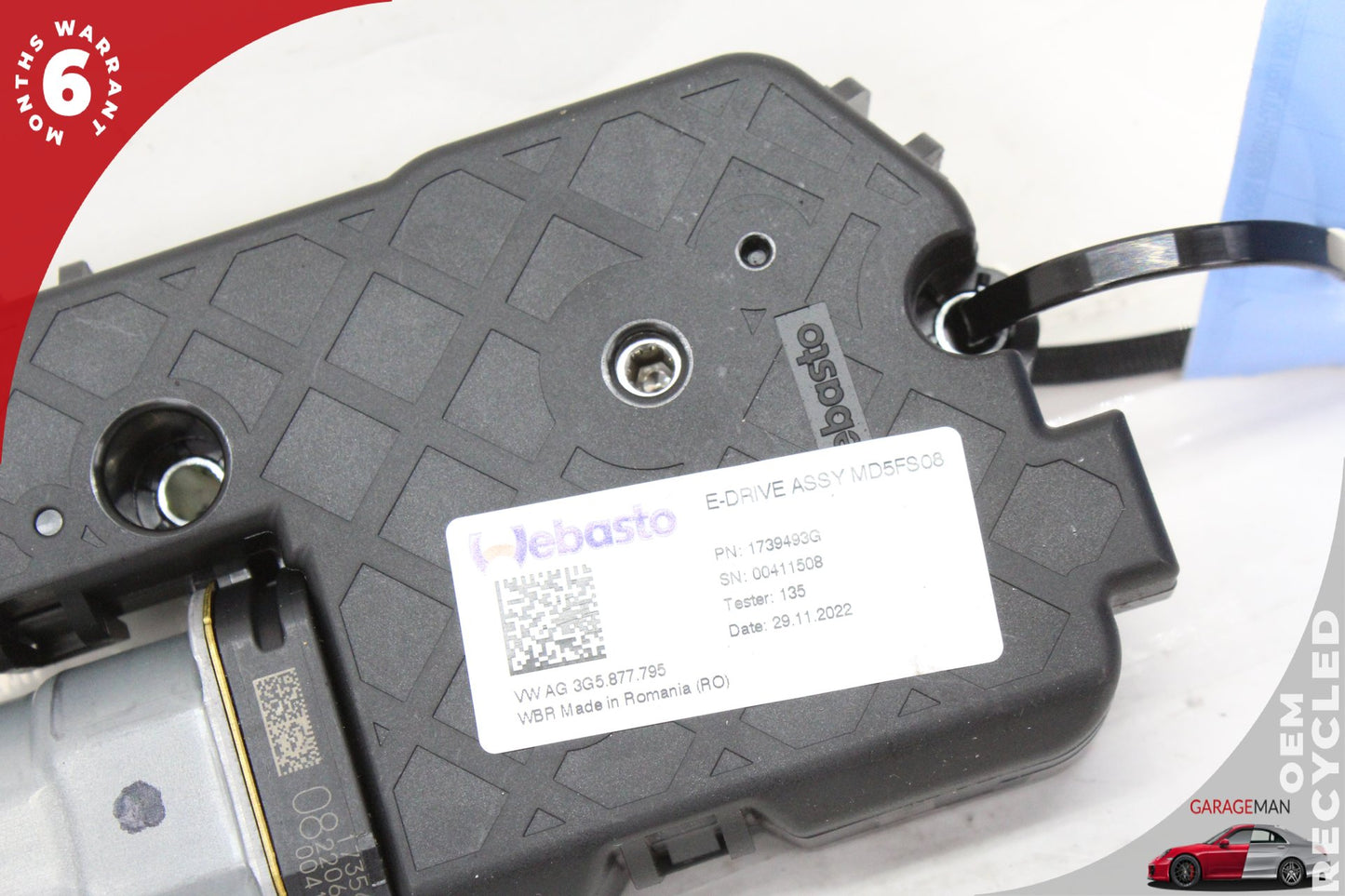 2022-2025 Audi Q4 E-Tron Sunroof Sun Roof Electric Motor Webasto 3G5877795 OEM