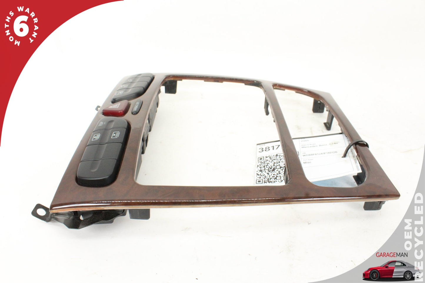 2001-2004 Mercedes W203 C240 Front Hazard Switch Control Panel 2036804639 OEM
