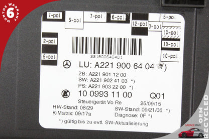 07-13 Mercedes S550 S-Class W221 Right Front Door Control Module 2219007501