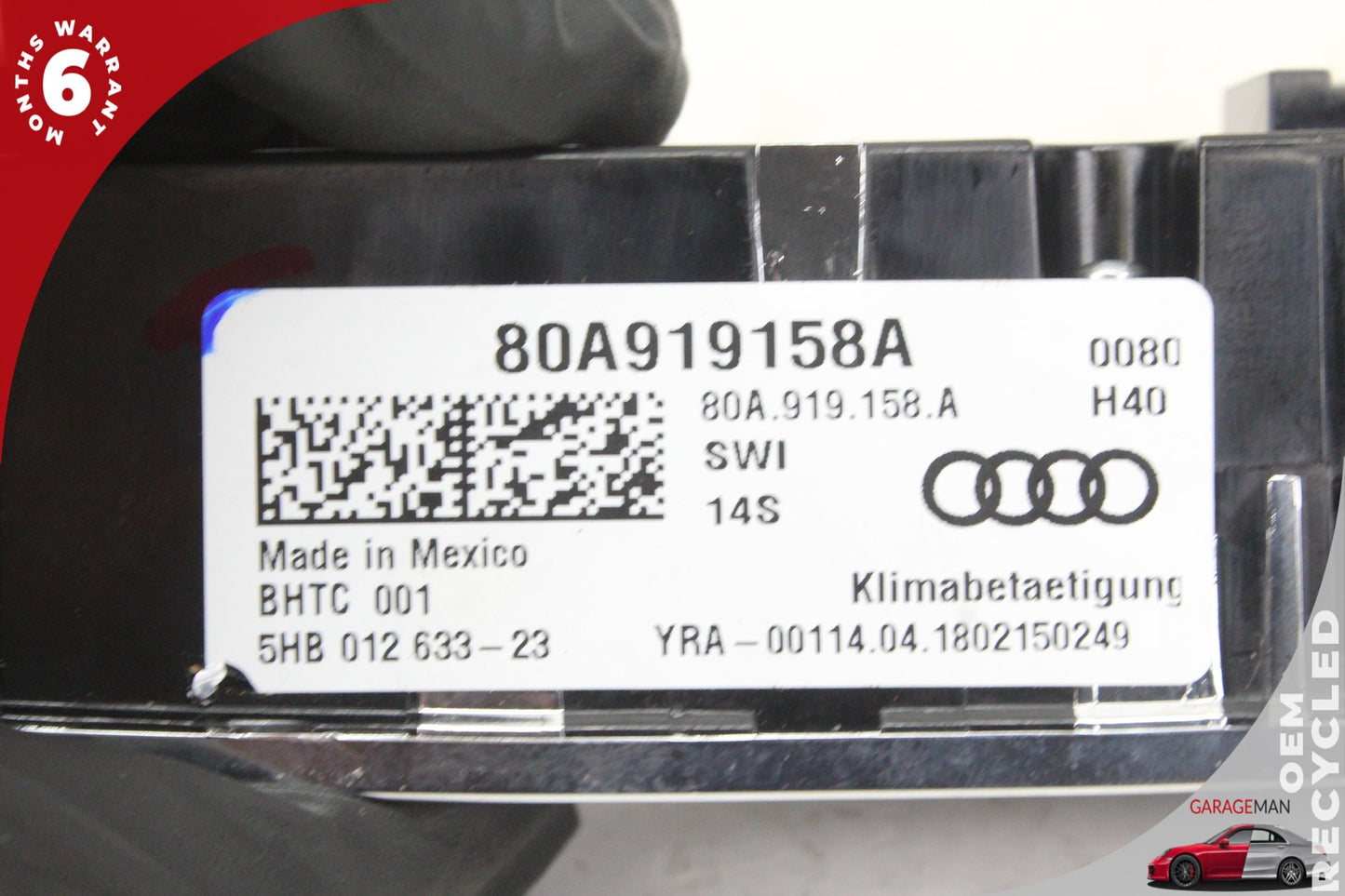 2018-2024 Audi Q5 Rear Seat A/C Heater Climate Control Switch 80A919158A OEM