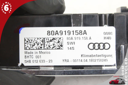 2018-2024 Audi Q5 Rear Seat A/C Heater Climate Control Switch 80A919158A OEM