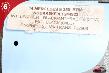 2012-2016 Mercedes W207 E350 GLK350 C350 3.5L Engine Cylinder Block OEM 89K