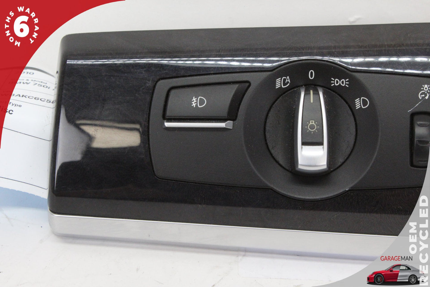 2009-2015 BMW 750i Front Left Side Headlight Switch Control w/ Trim 9192355 OEM