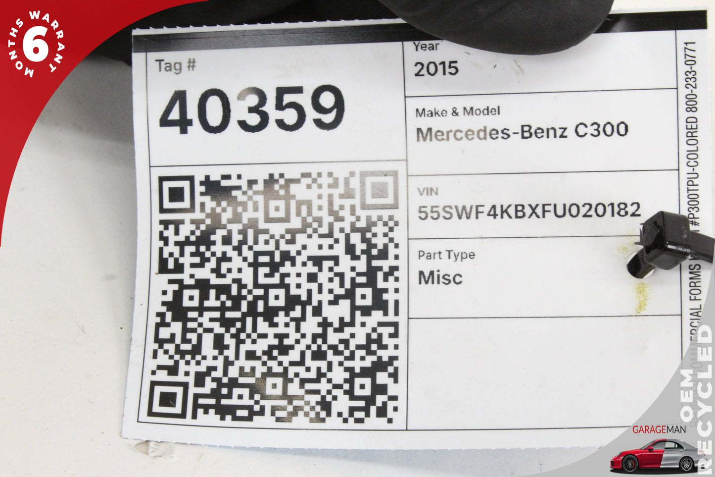 2015-2020 Mercedes W205 C300 Rear Left Side Door Window Regulator Motor OEM