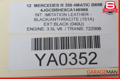 09-13 Mercedes X164 GL550 R350 ML350 Steering Wheel Airbag Air Bag Black OEM
