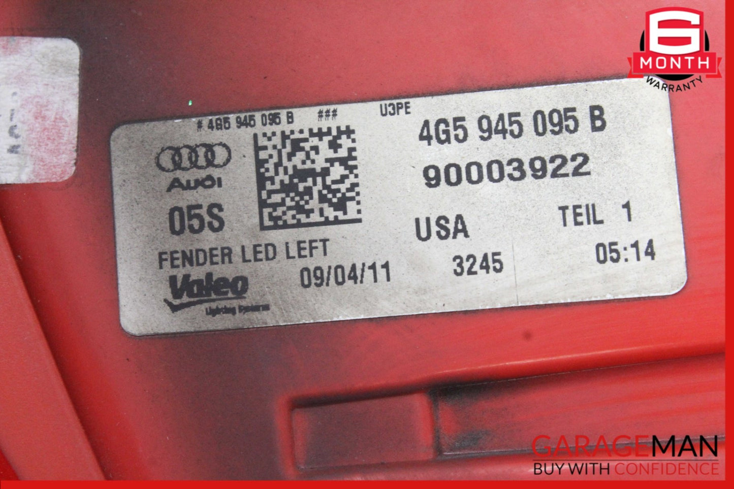 2012-2015 Audi A6 C7 Sedan Rear Left Outer Tail Light 4G5945095B