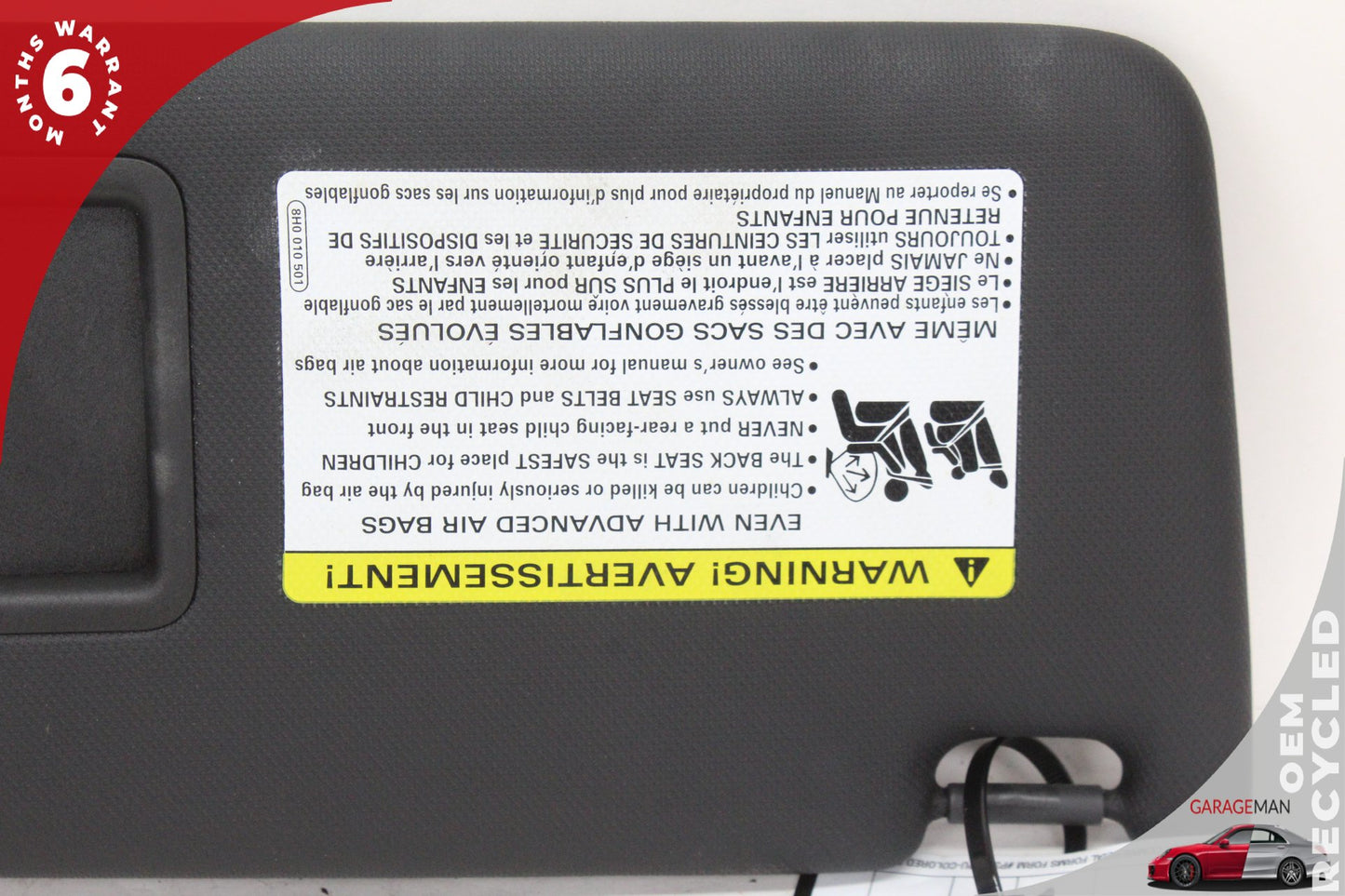 2015-2025 Audi A3 S3 RS3 Right Passenger Side Sun Visor 8W0857552 OEM