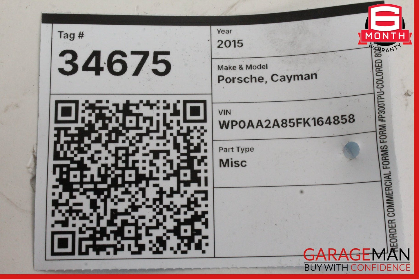 2010-2016 Porsche Cayman 981 Tire Pressure Monitor Sensor TPMS 7PP907283 OEM