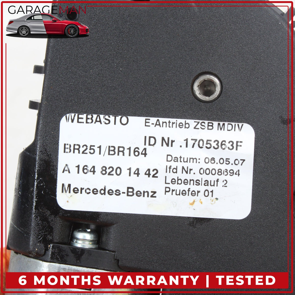 2006-2013 Mercedes W164 ML350 Panoramic Sun Roof Sunroof Motor 1648201442 OEM
