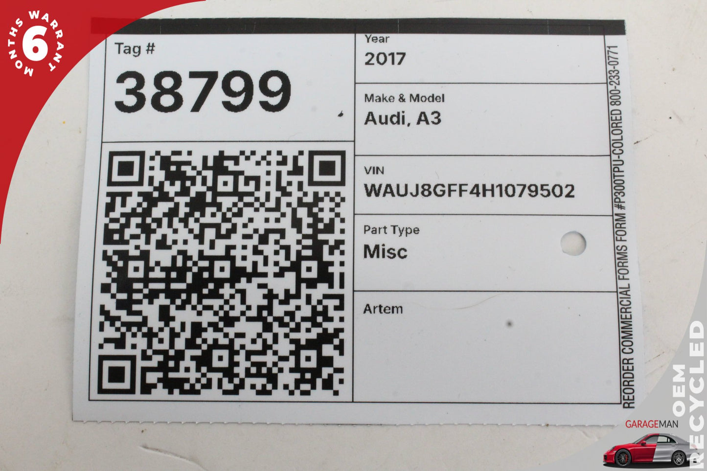 15-20 Audi A3 8V Sedan Window Control Module 5Q0959395E Right/Left Genuine