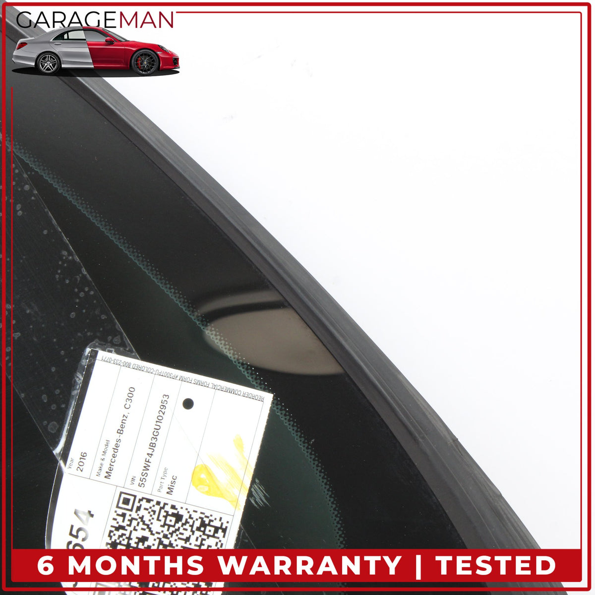 2015-2021 Mercedes-Benz C300 W205 Rear Left Door Fixed Window Glass A2057300555 OEM