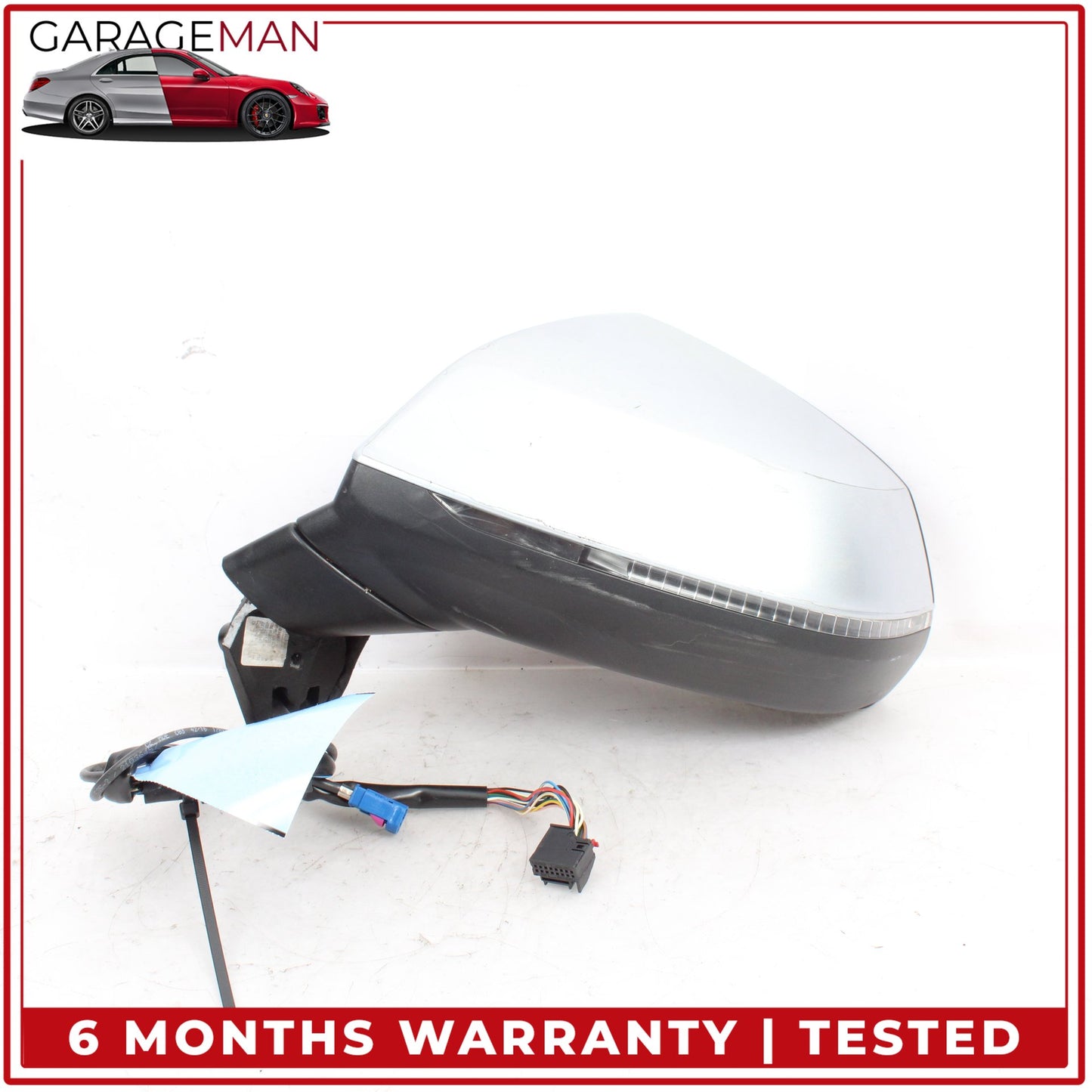 2017-2019 Audi Q7 Front Left Door Rear View Mirror w/ Camera Silver Metallic OEM