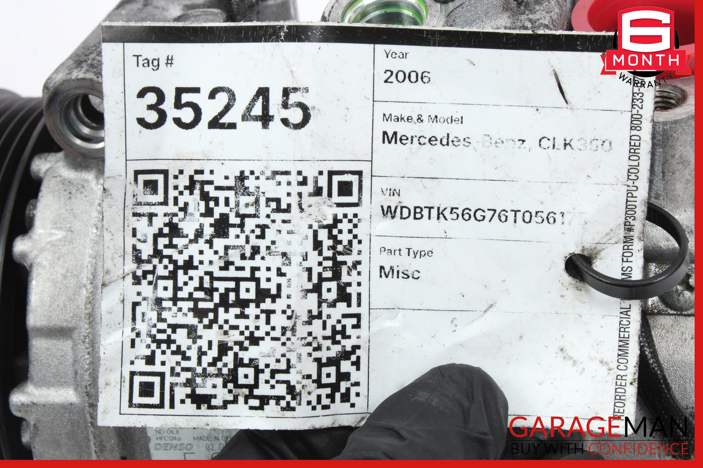2006-2009 Mercedes W209 CLK350 A/C AC Air Conditioning Compressor 0012305611 OEM
