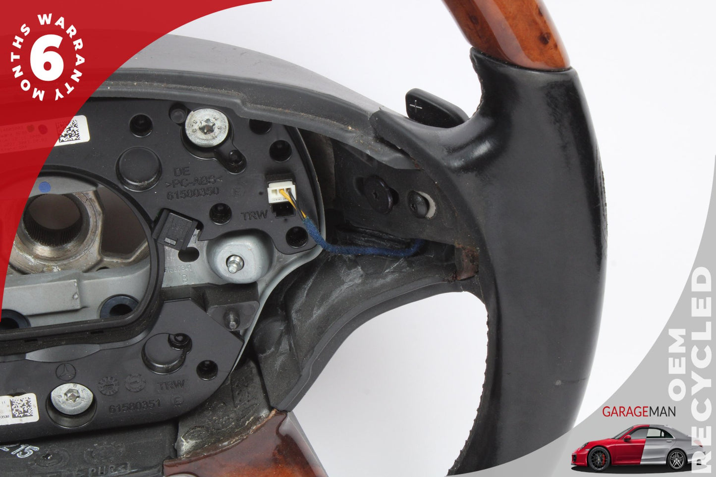 2007-2010 Mercedes W221 S550 Steering Wheel w/ Paddle Shifters Wood OEM