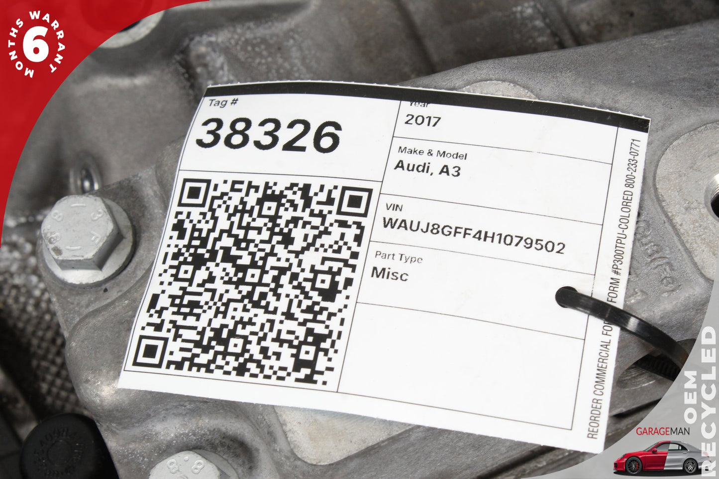 2015-2018 Audi A3 AWD 2.0L Engine Motor 6 Speed Automatic Transmission OEM 81K