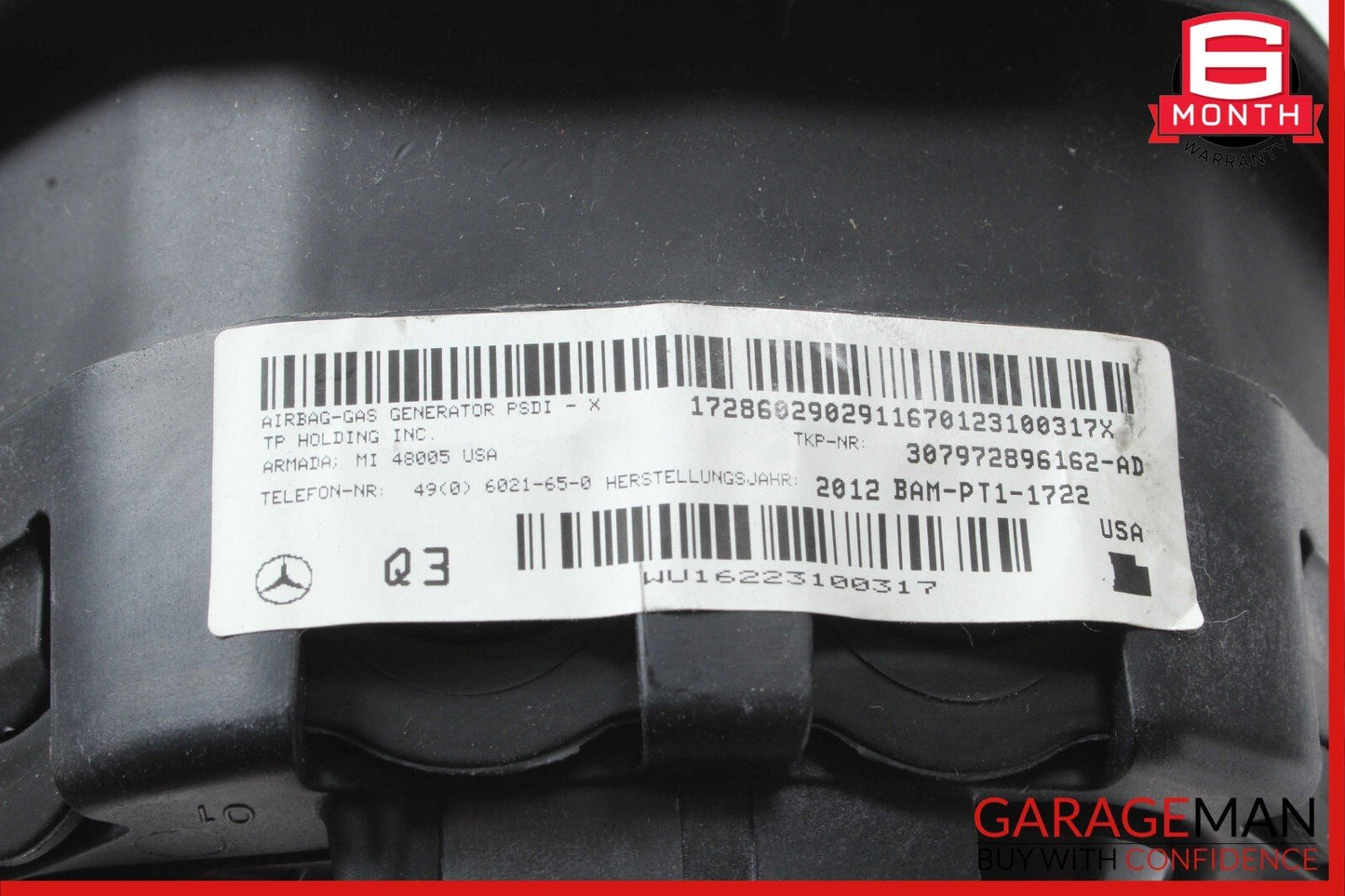 12-17 Mercedes C250 C300 GLK350 E550 Driver Steering Wheel Airbag Air Bag Black