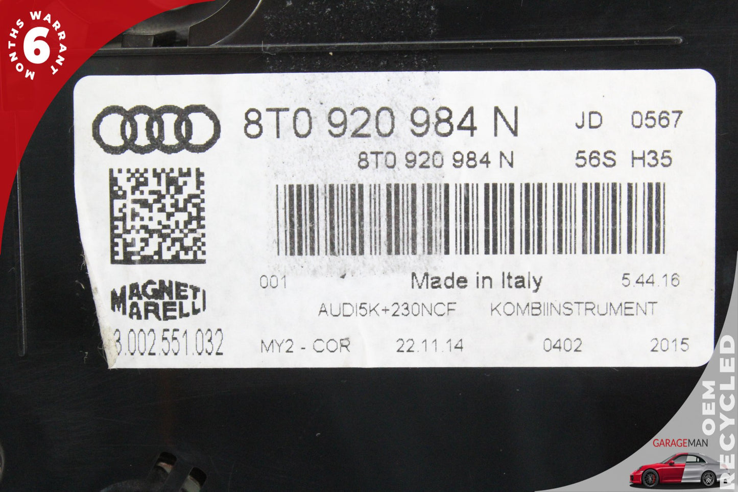 2014-2017 Audi A5 Speedometer Instrument Cluster Gauge 8T0920984N OEM