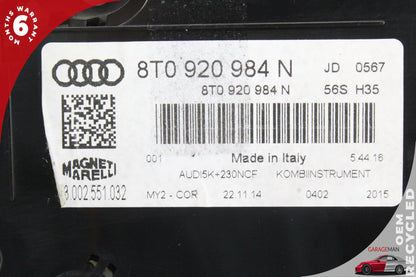 2014-2017 Audi A5 Speedometer Instrument Cluster Gauge 8T0920984N OEM