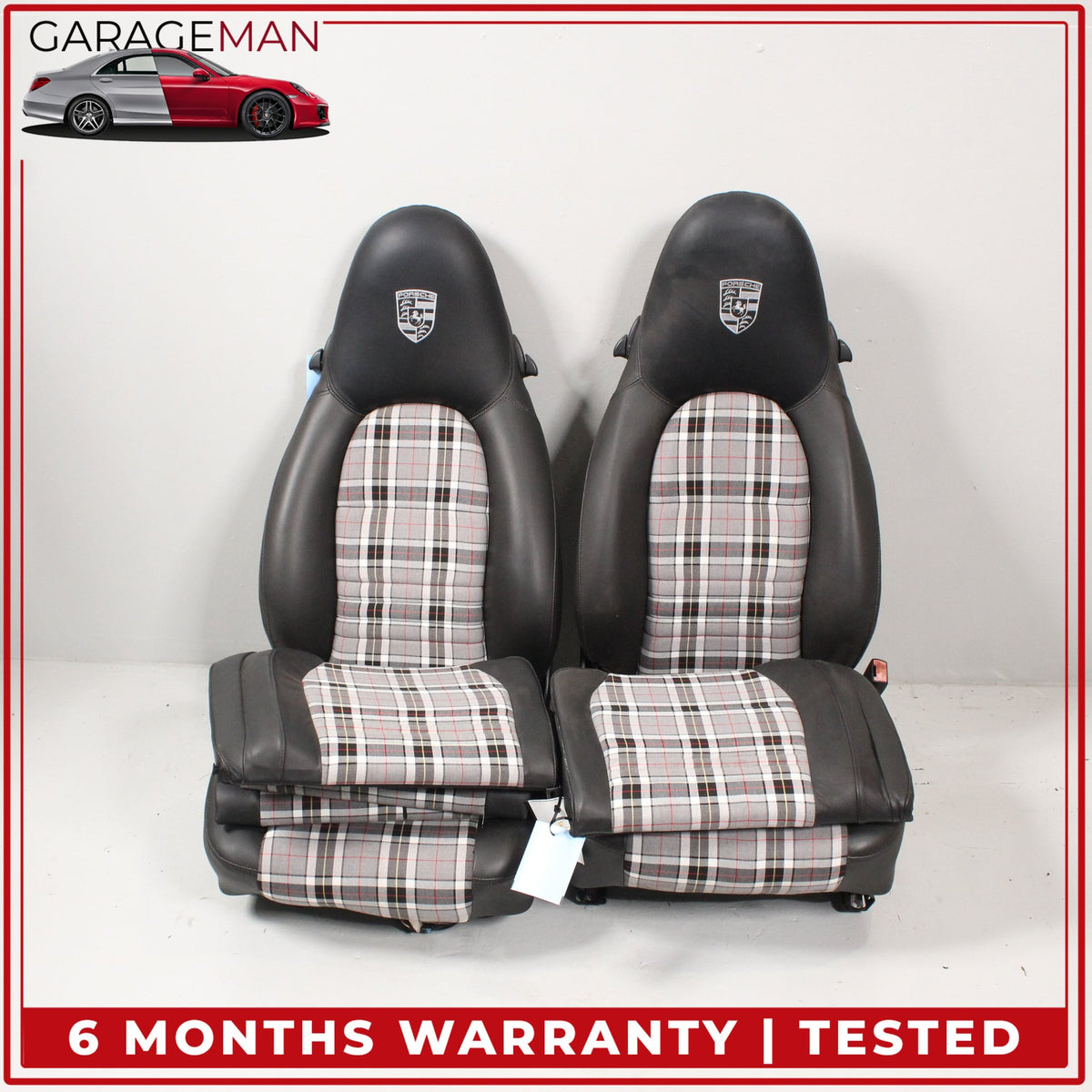 1999-2005 Porsche 911 Front Seat & Rear Cushion Pepita Style Fully Automatic OEM