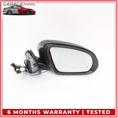 2015-2016 Mercedes W205 C300 Right Rear View Mirror w/ Blind Spot Carbon Fiber