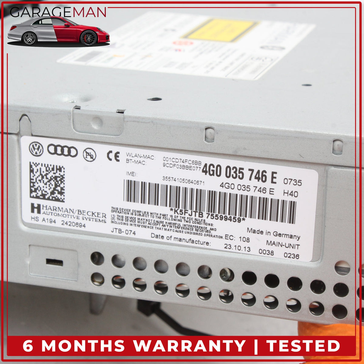 2012-2015 Audi A6 A7 Multimedia Audio Radio CD Player Receiver Harman Becker OEM