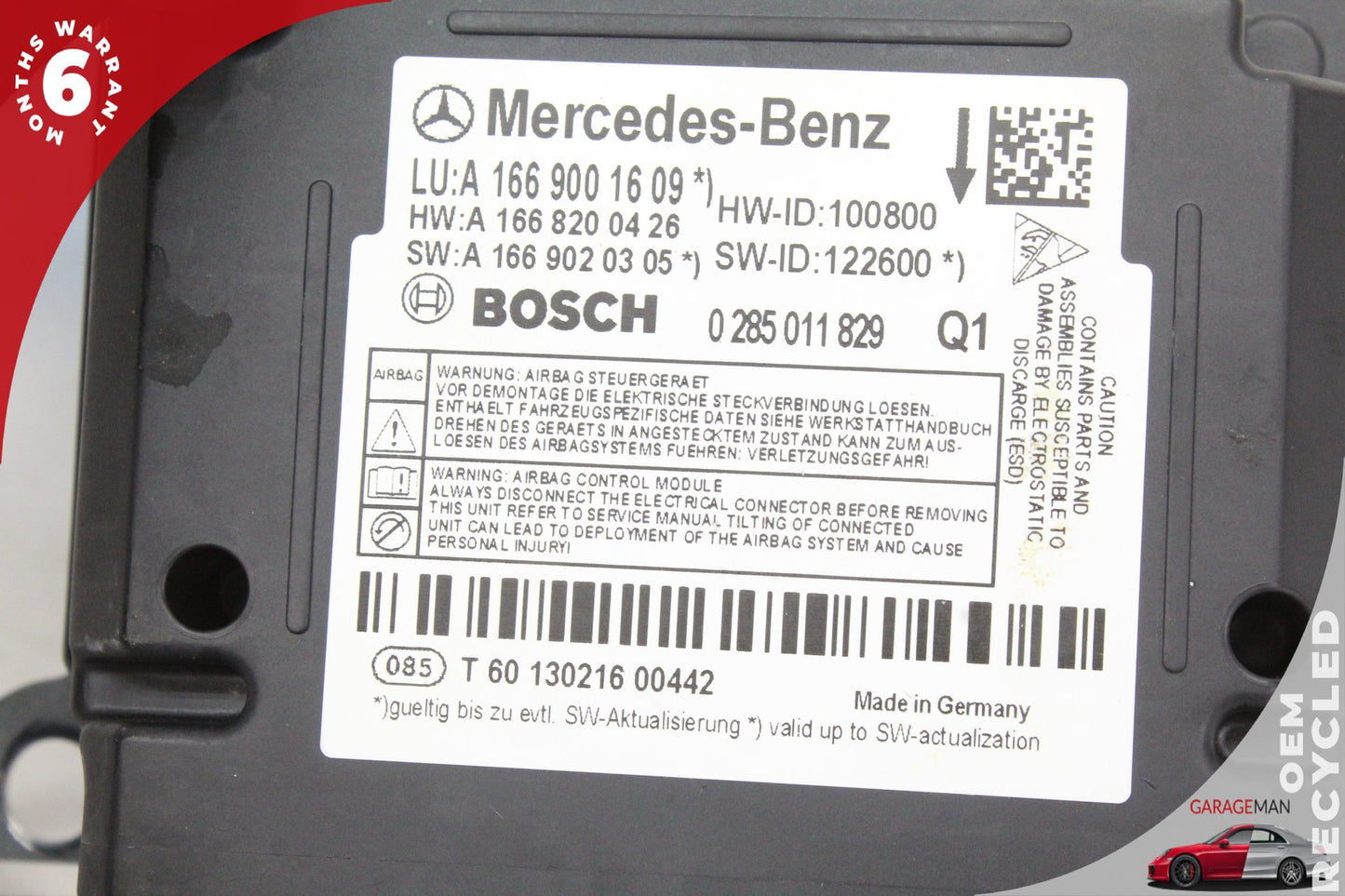2013-2016 Mercedes GL450 Airbag SRS Restraint Control Module Unit 1669001609 OEM
