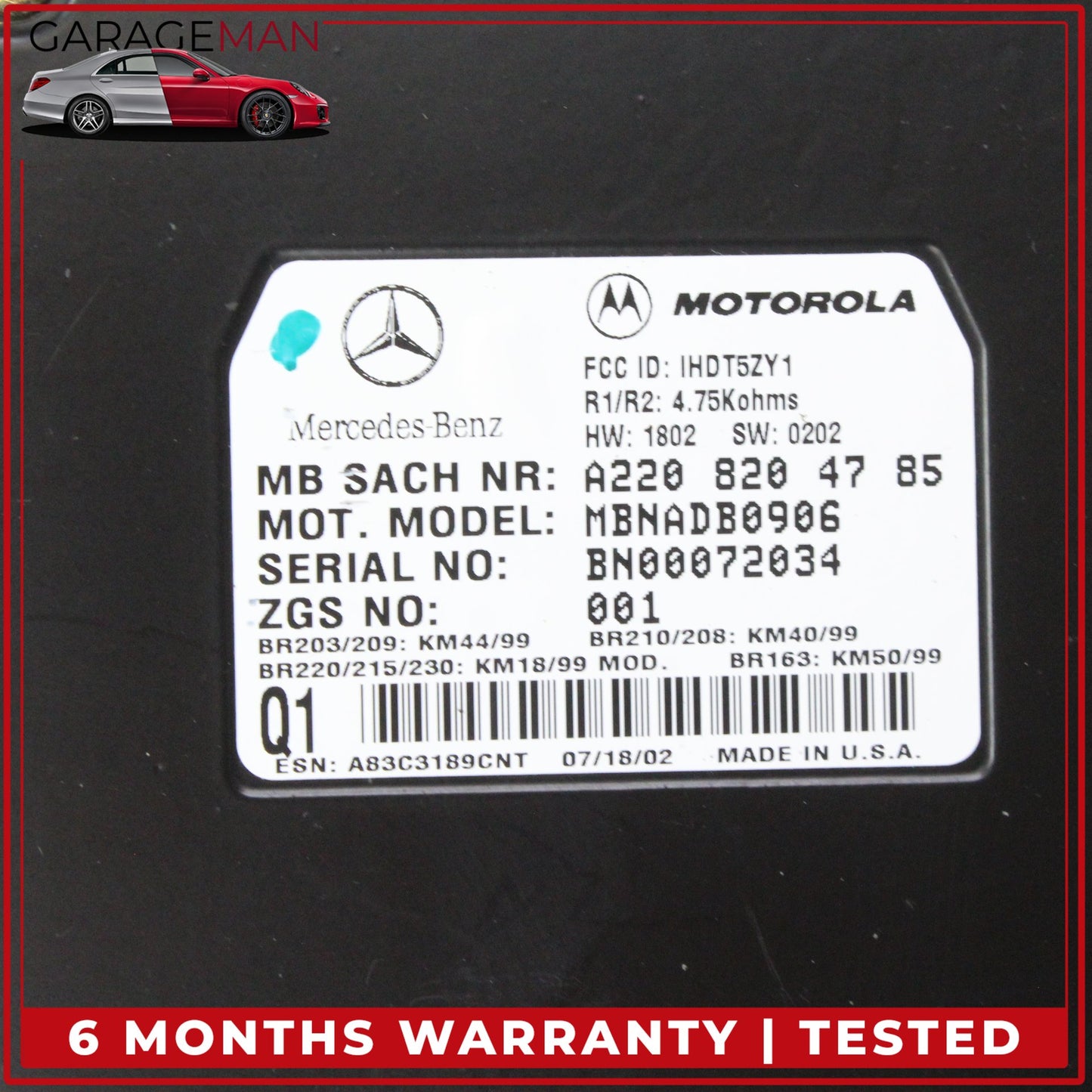 2003-2006 Mercedes-Benz SL500 R230 Convertible Voice Command Control Module 2208204785