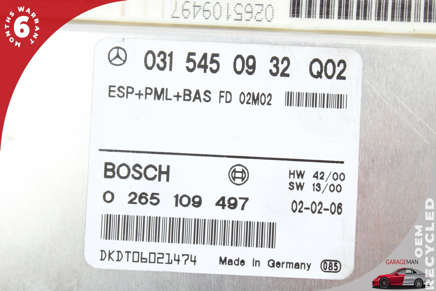 00-06 Mercedes-Benz S500 W220 ABS ESP Control Module 0315450932 Genuine