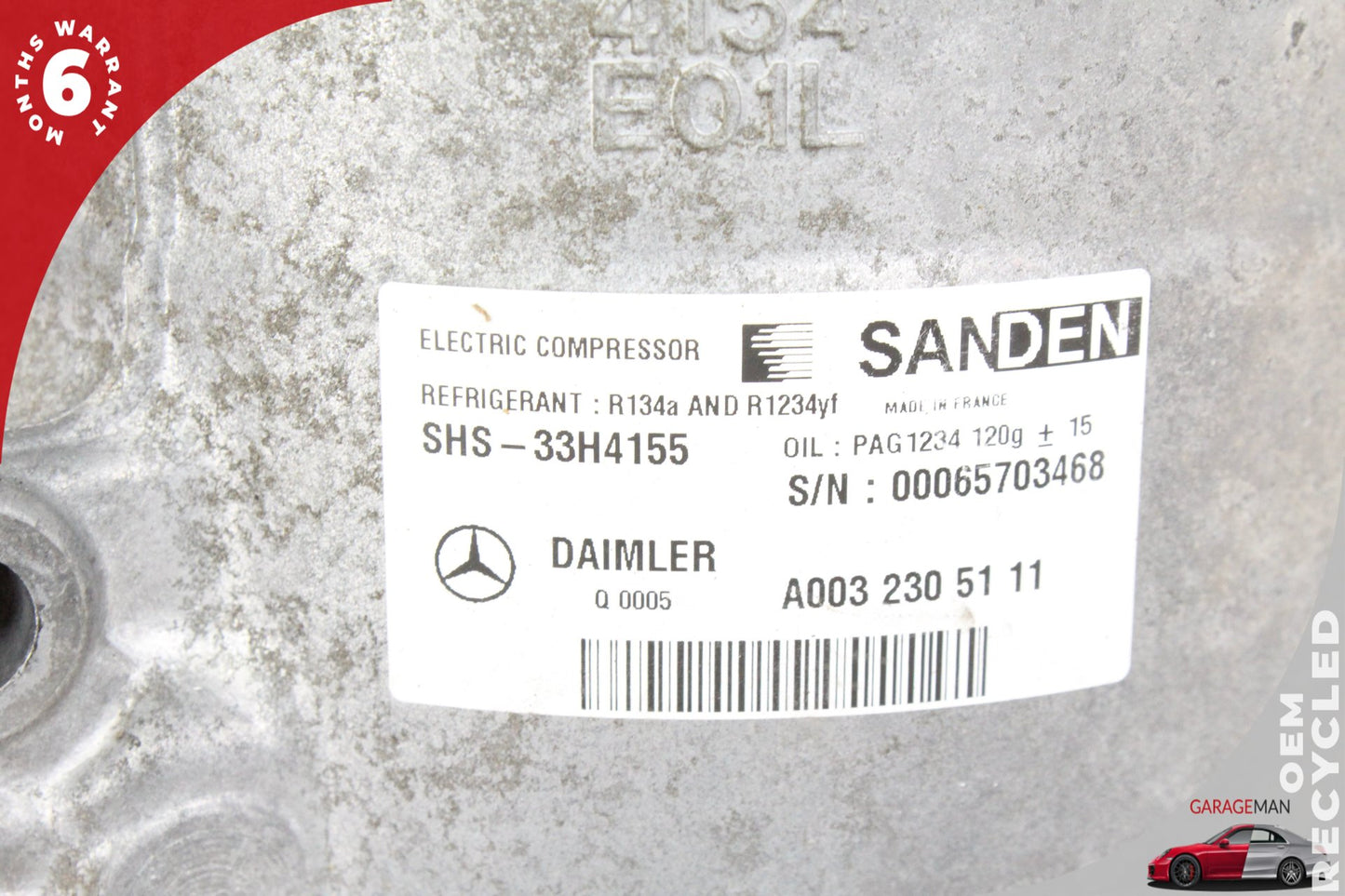 2013-2015 Smart Fortwo 451 EV AC A/C Air Conditioning Compressor 0032305111 OEM