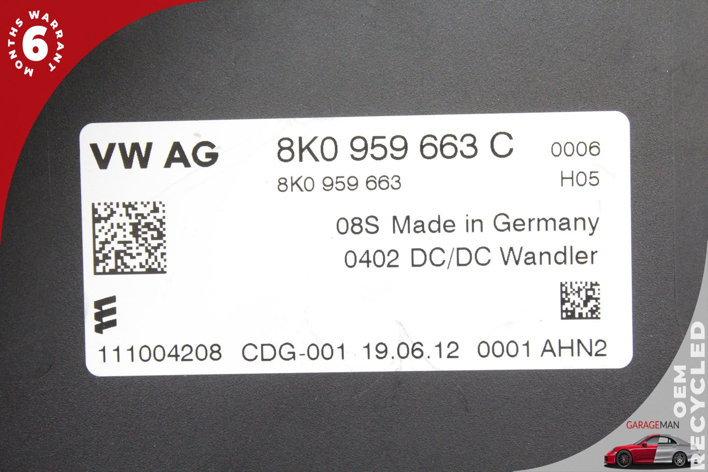 2011-2018 Audi A8 Voltage Regulator Stabilizer Control Module Unit 8K0959663