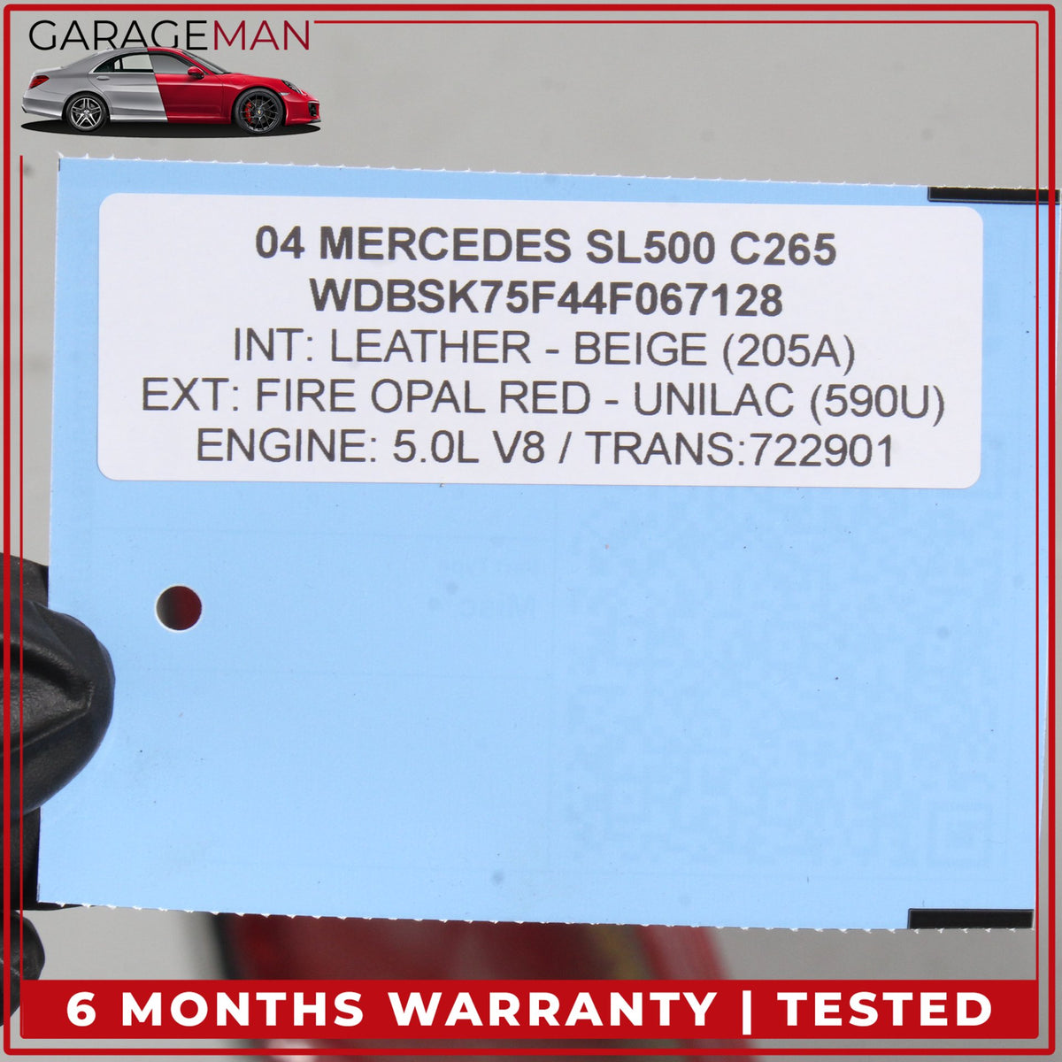 2003-2008 Mercedes R230 SL500 Front Right Side Fender Panel Fire Opal Red OEM