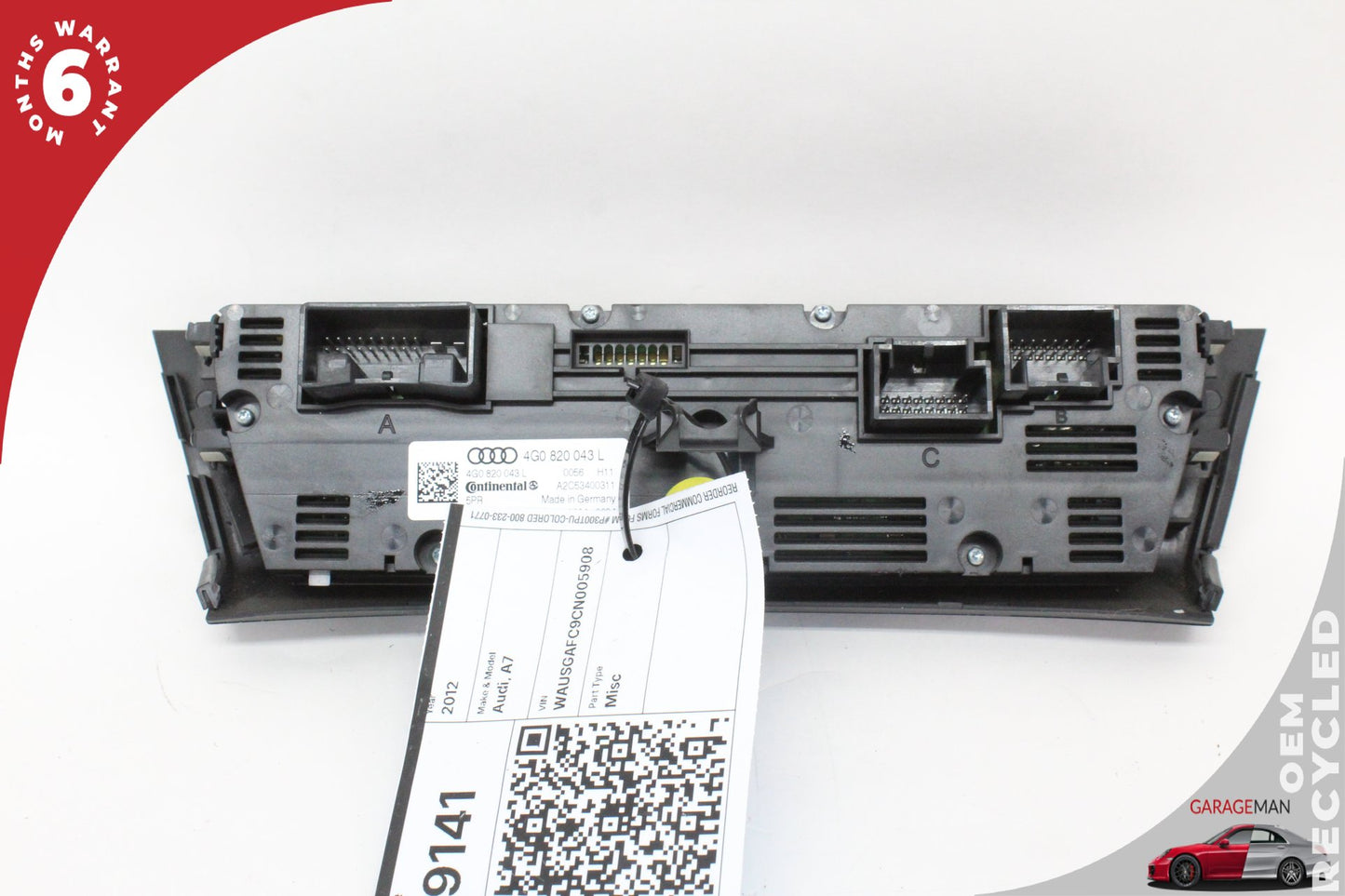 2012-2018 Audi A7 Front A/C AC Temperature Climate Control Panel 4G0820043L OEM
