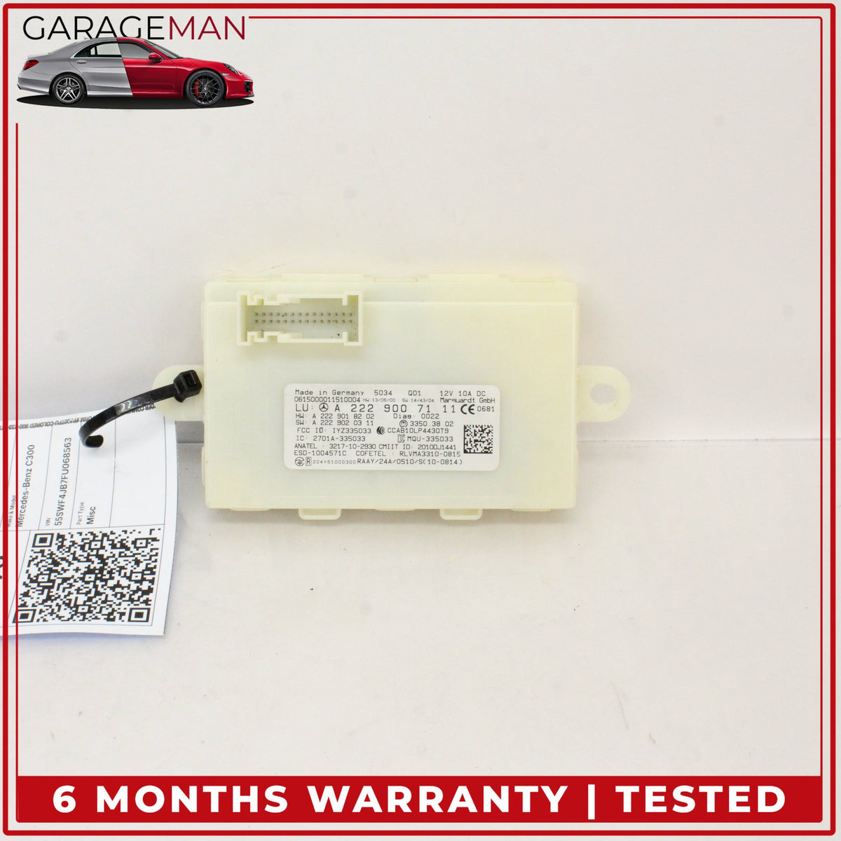 2014-2019 Mercedes W205 C300 Keyless Go Entry Control Module Unit 2229007111 OEM