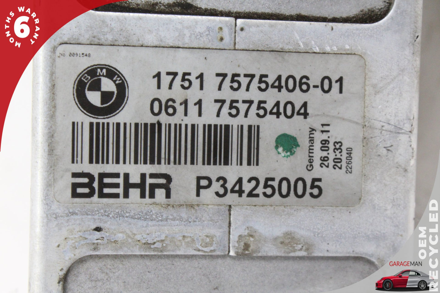 2011-2016 BMW 550i F10 Right Side Turbocharger Intercooler 7575406