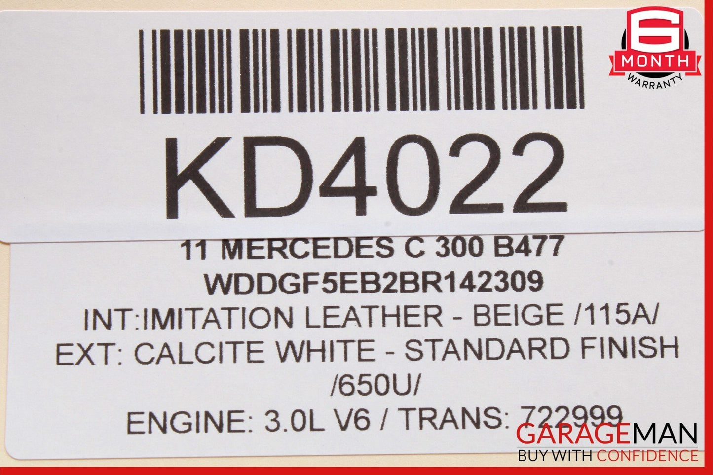 08-15 Mercedes W204 C250 GLK350 Front Right Side Seat Airbag Air Bag SRS Beige