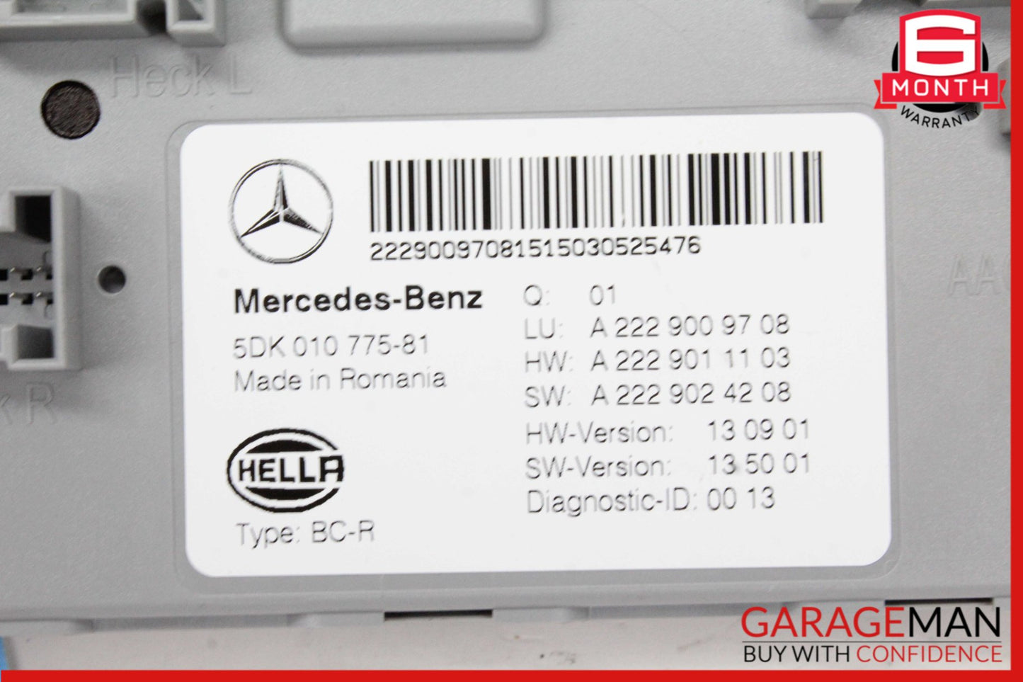 15-18 Mercedes W205 C300 Rear Trunk SAM Control Module Unit 2229009708 OEM