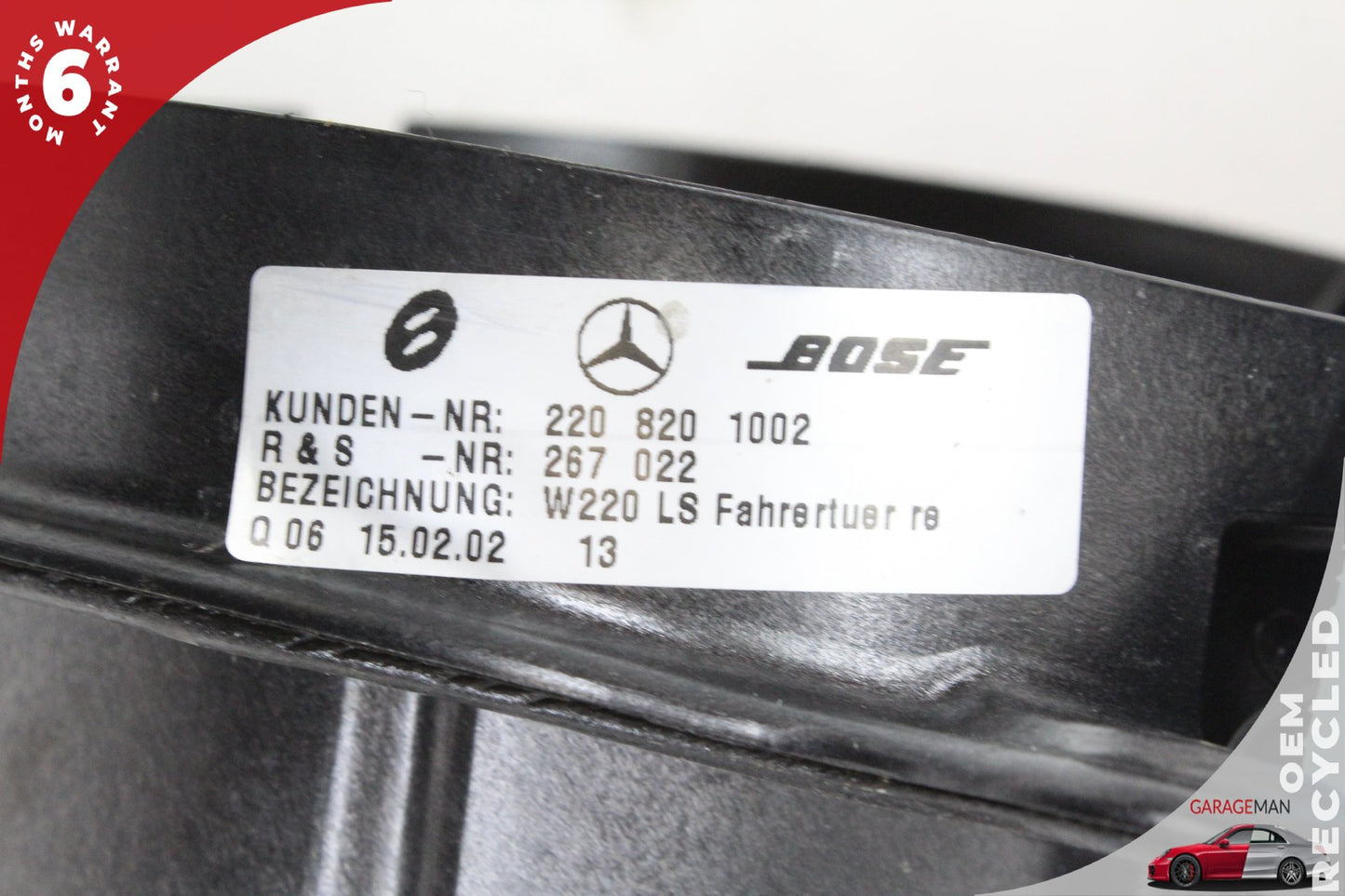 00-06 Mercedes-Benz S500 W220 Front Left Right Door Audio Speaker 2208201002