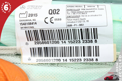 2015-2021 Mercedes-Benz C300 W205 Sedan Left Roof Airbag 2058601200 OEM