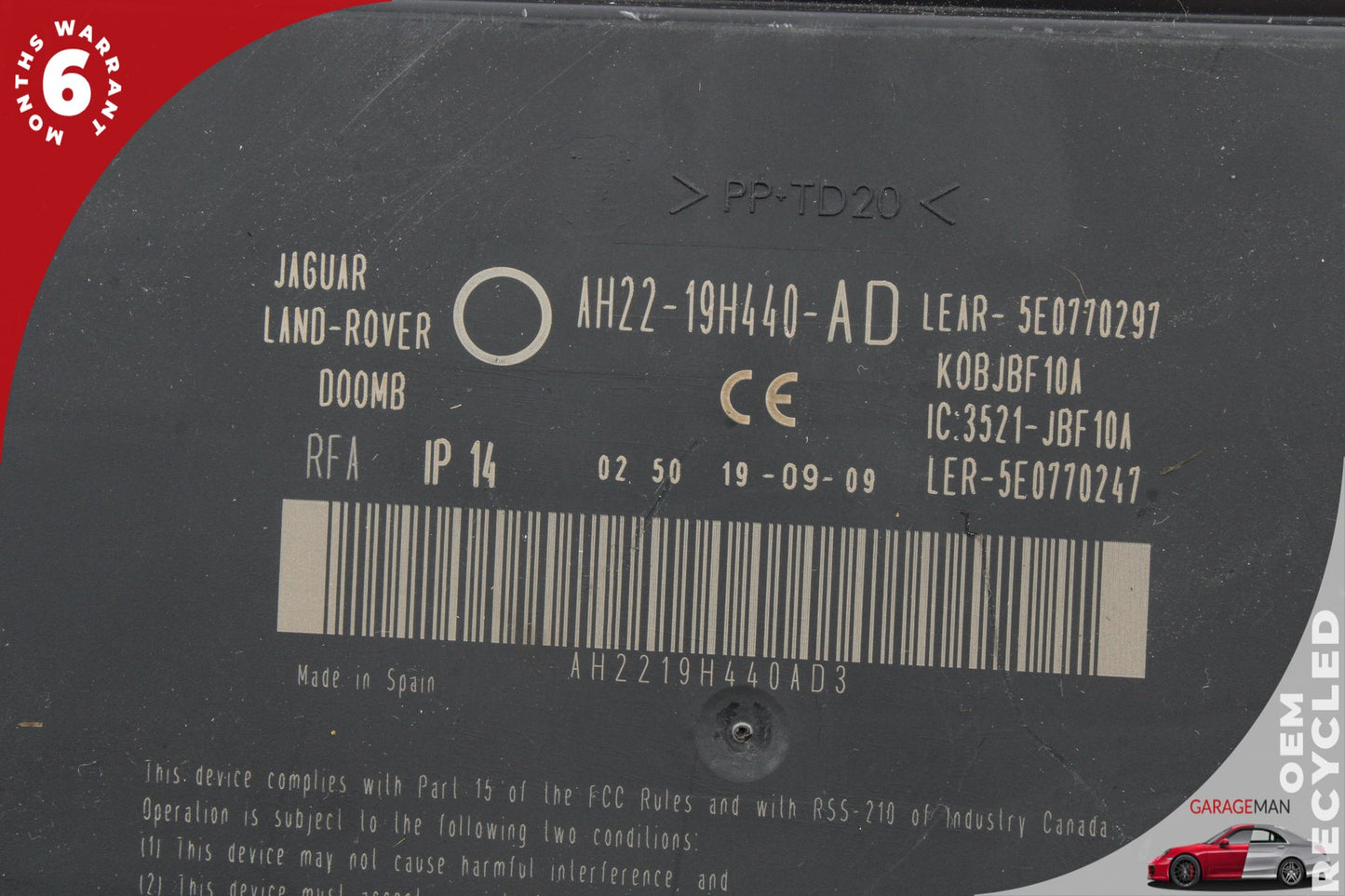 2010-2013 Land Rover LR4 SUV Keyless Entry Module AH2219H440AD OEM