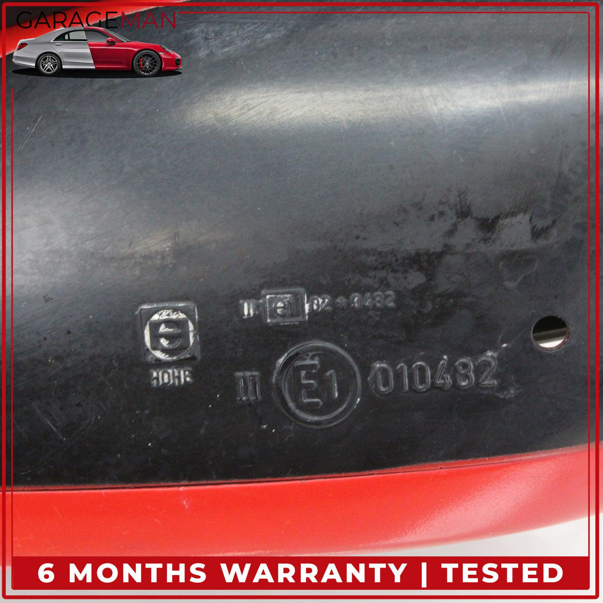 1999-2005 Porsche 911 Right Door Rear View Mirror Red w/ Carbon Fiber Cover OEM