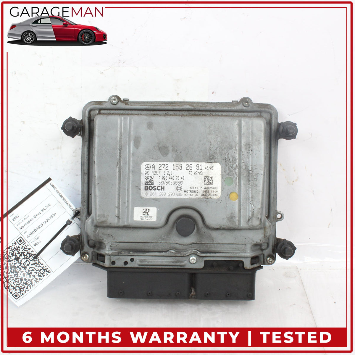 2007-2011 Mercedes W164 ML350 M272 Engine Control Module ECU ECM 2721532691 OEM