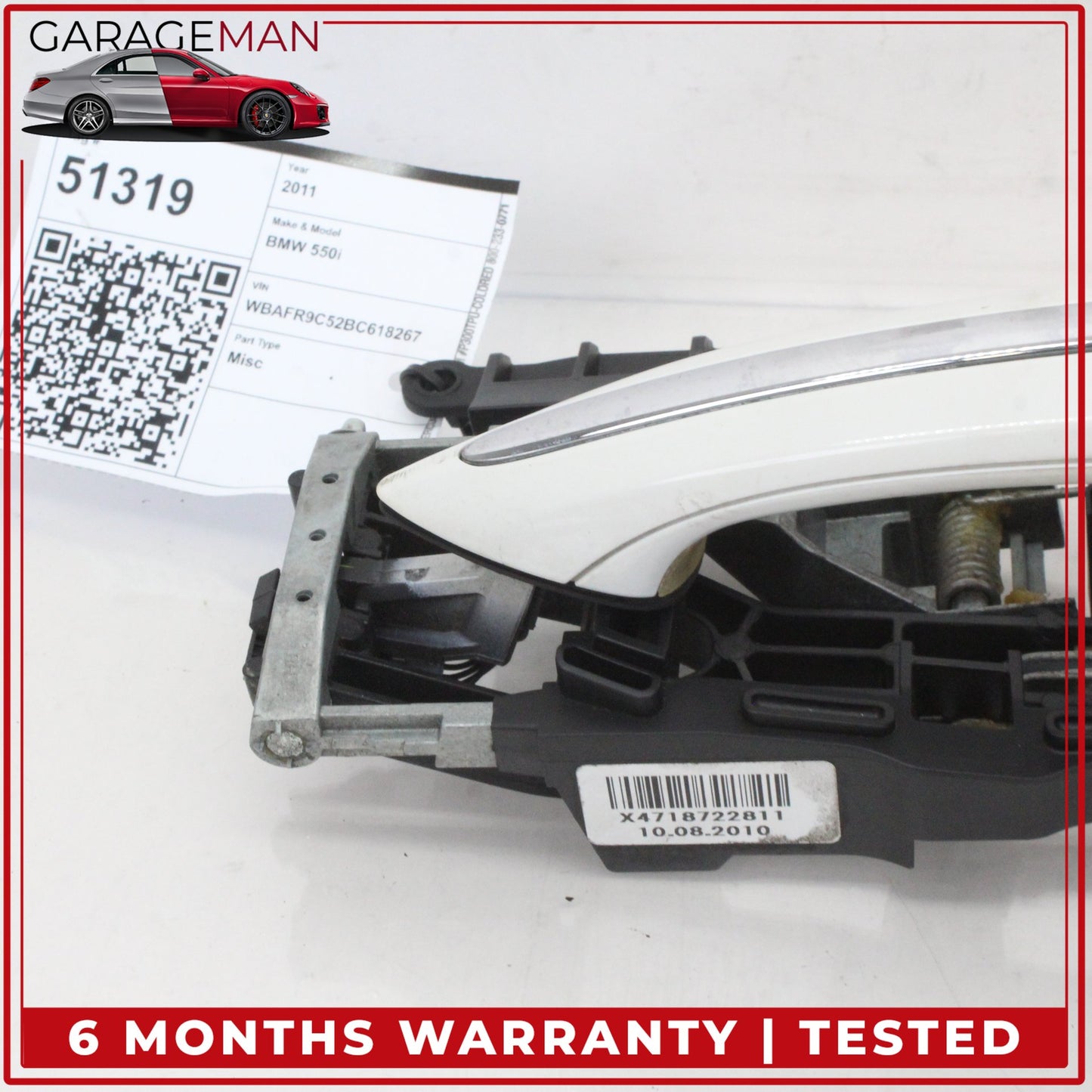 2011-2016 BMW 550i Front Right Passenger Side Exterior Door Handle White OEM