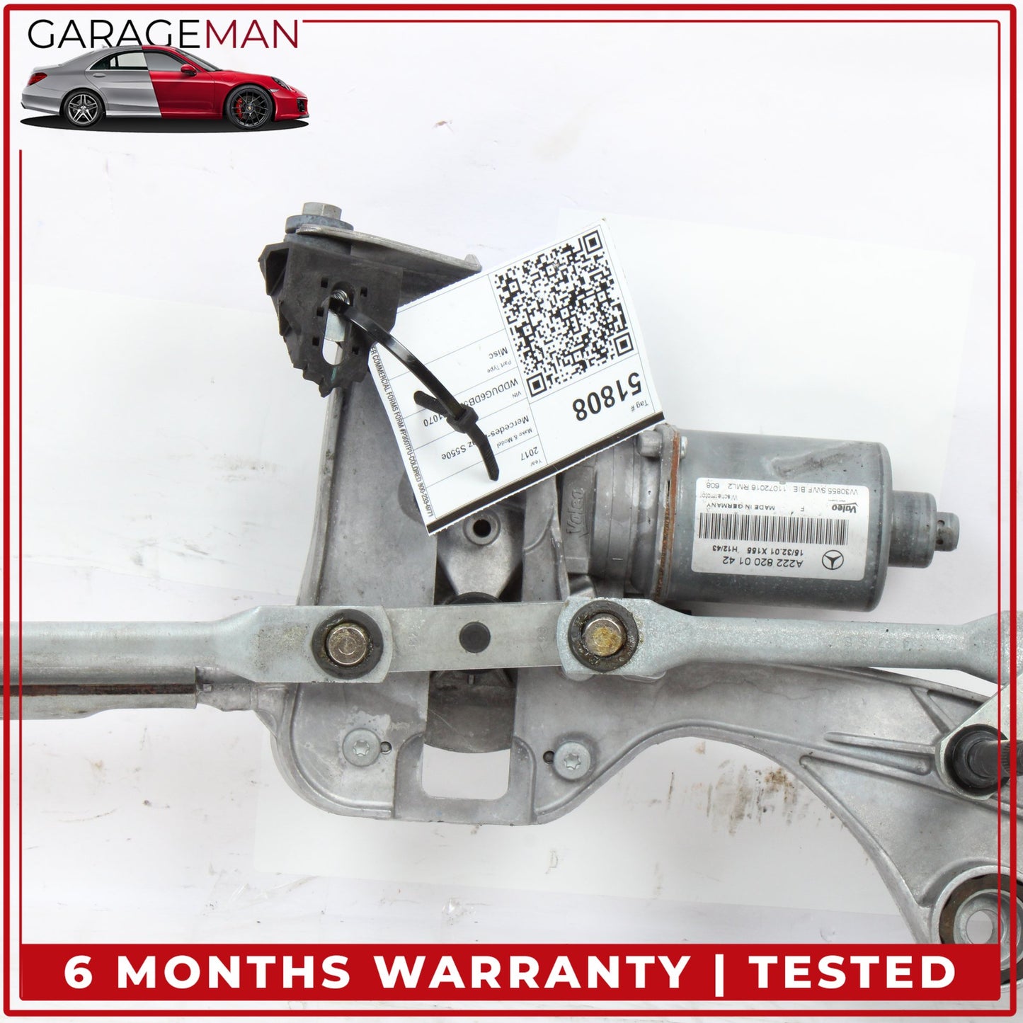 2014-2017 Mercedes W222 S550e Front Windshield Wiper Linkage w/ Motor OEM
