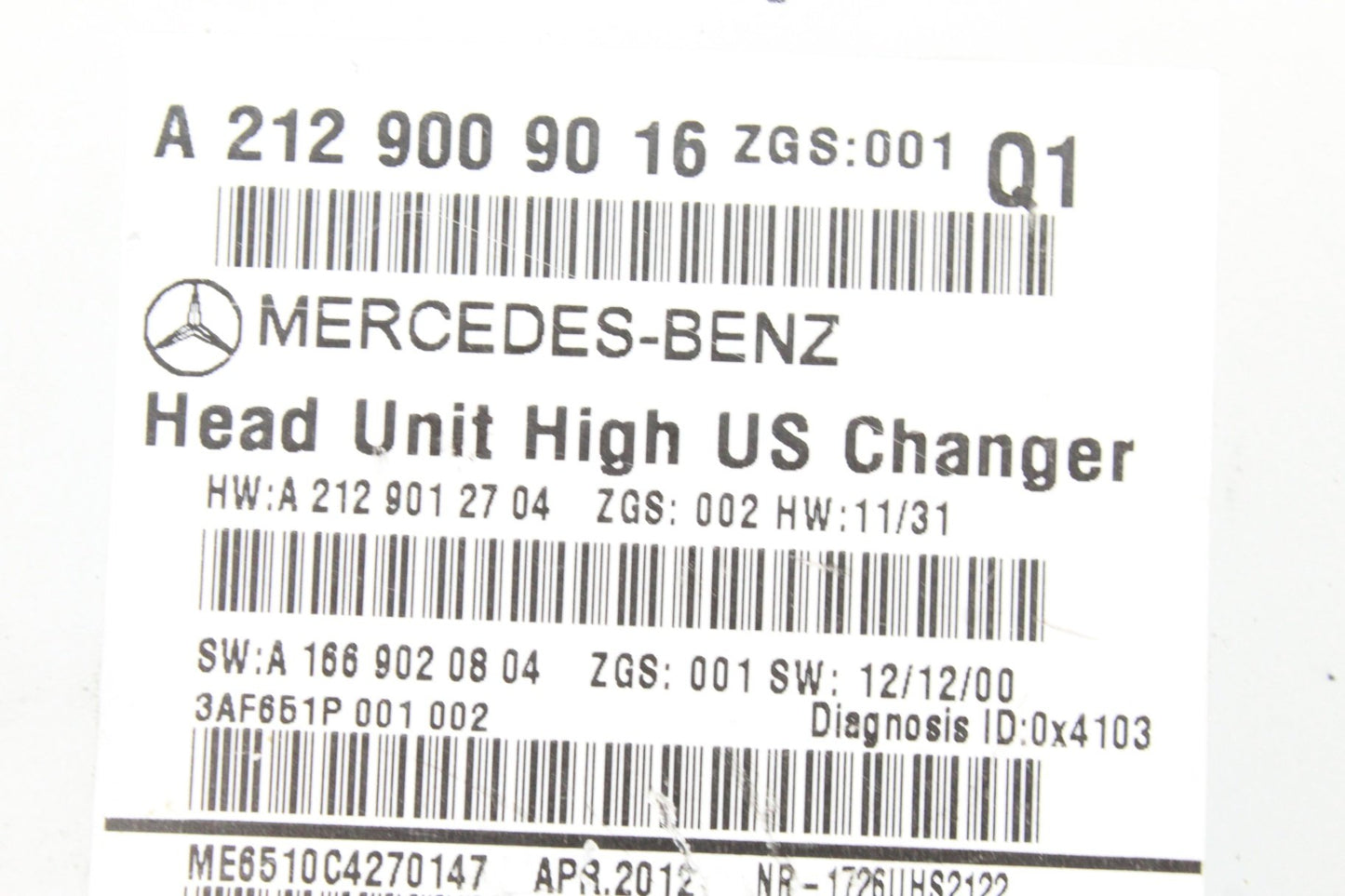 2012-2013 Mercedes-Benz E350 W212 Head Unit Navigation Command Comand CD Audio 2129009016