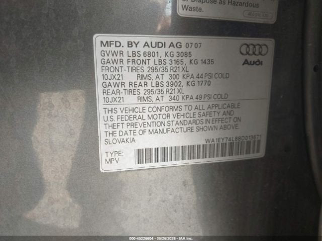 Parting Out- 2008 Audi Q7 Premium- 130
