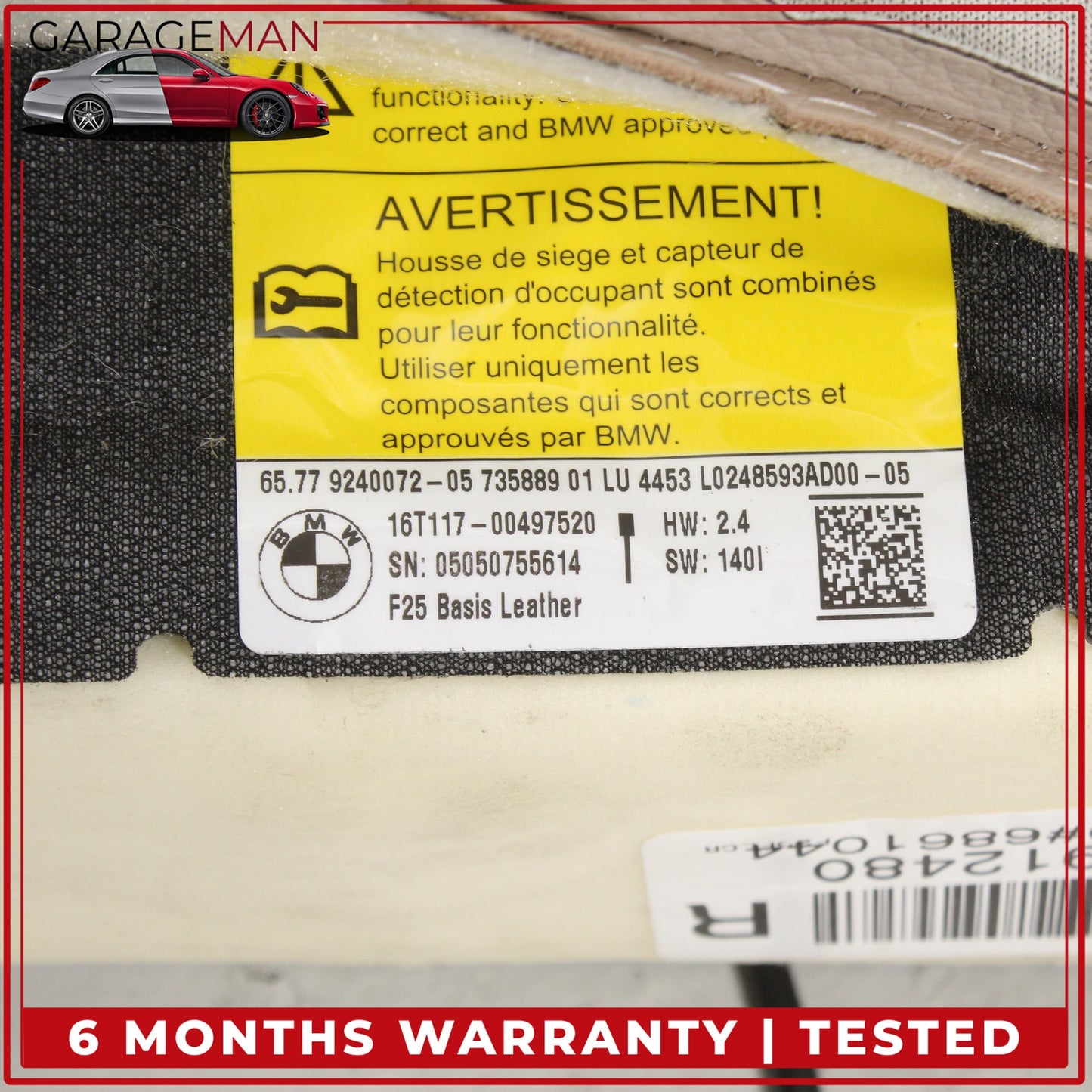 2011-2018 BMW X3 X4 SUV Front Right Side Lower Bottom Seat Cushion Beige OEM