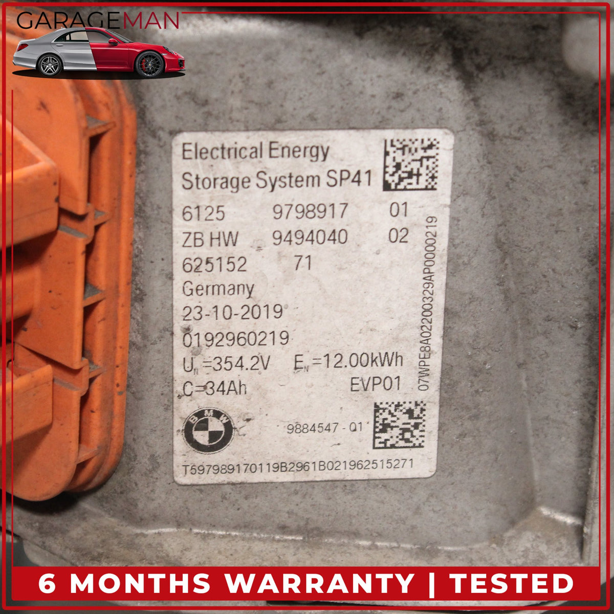2018-2023 BMW 530e 330e 745e High-Voltage Lithium-Ion Hybrid Battery 9494040 OEM